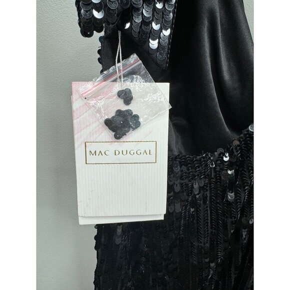 Mac Duggal Black Fully Sequined One Shoulder Prom Evening Gown Formal Size 4 NEW - Picture 8 of 8
